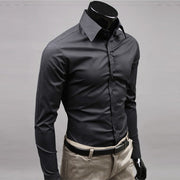 Button Up T Shirt Slim Fit Casual Long-sleeved Blouse Formal Social Business