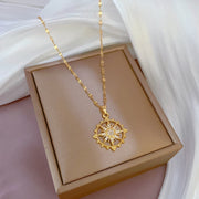 316L Stainless Steel Kpop Style Sun Star Pendant Necklace For Women