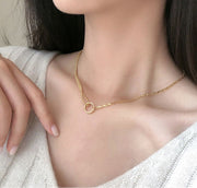 New In Trend Stainless Steel Double Layer Bead Annulation Pendant Necklaces