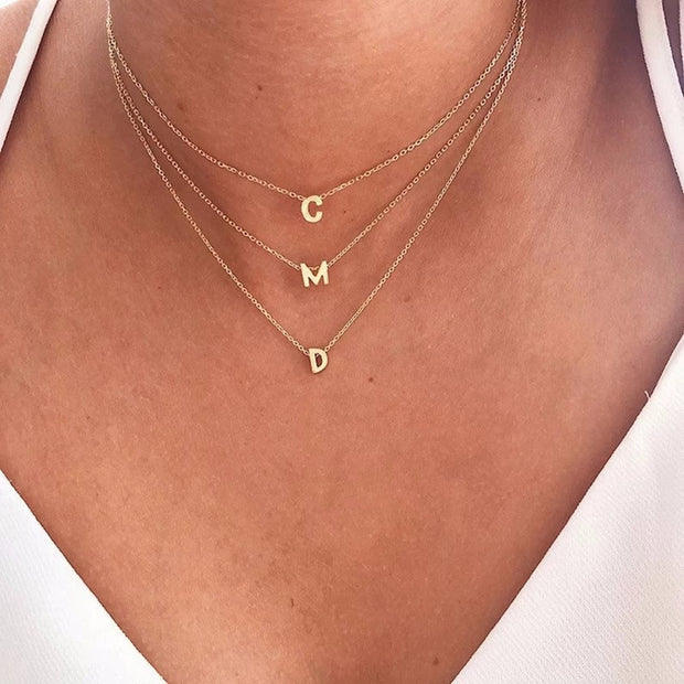 Fashion Initial Necklace Gold  Color Cut Letters Single Name Choker Necklace