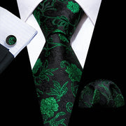 Tie Set Silk Jacquard Floral Necktie Wedding Business Handkerchief Cufflinks Tie