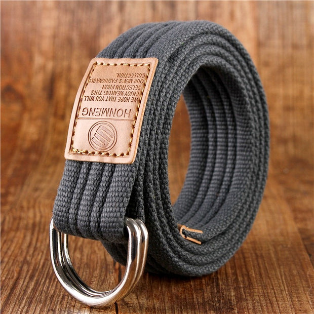 Unisex Canvas Belts Quick Release Tactical Fashion Double Loop Canvas Belt