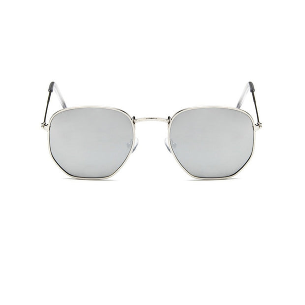Hexagon Sunglasses Men Brand Designer Small Square Sunglases Metal Frame