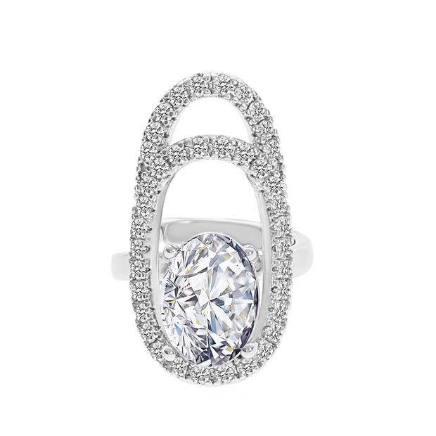 Fashion Inlaid Zircon Nail Rings For Women Gold Color Geometric Finger Ring