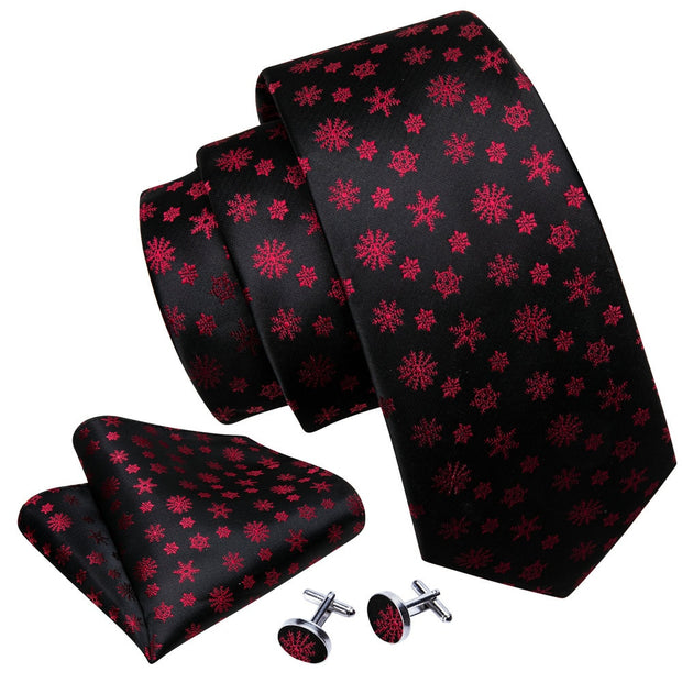 3PC Fashion Luxury Dark Floral 100% Silk Tie Gifts For Men Suit