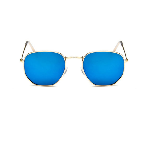Hexagon Sunglasses Men Brand Designer Small Square Sunglases Metal Frame