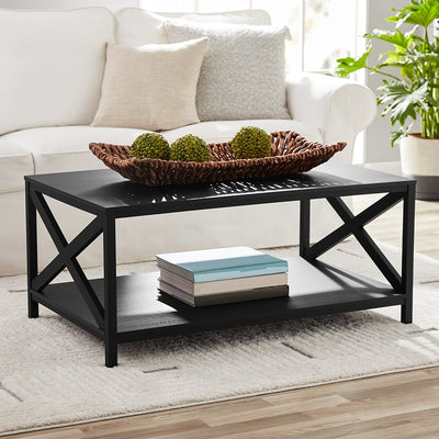 Coffee Table 2-Tier Tea Table  with Wooden Lift Tabletop