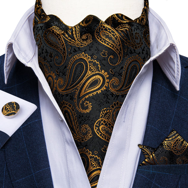 Luxury Men&#39;s Vintage Paisley Floral Formal Cravat Ascot Tie Self British Style
