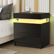 RGB LED Coffee Table 2 Drawers Table Storage Organizer Bedside Cabinet