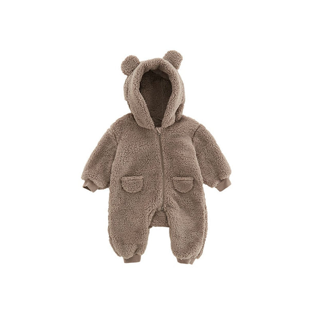 0-2Y Newborn Baby Rompers Autumn Winter Warm Fleece Baby Boys Costume