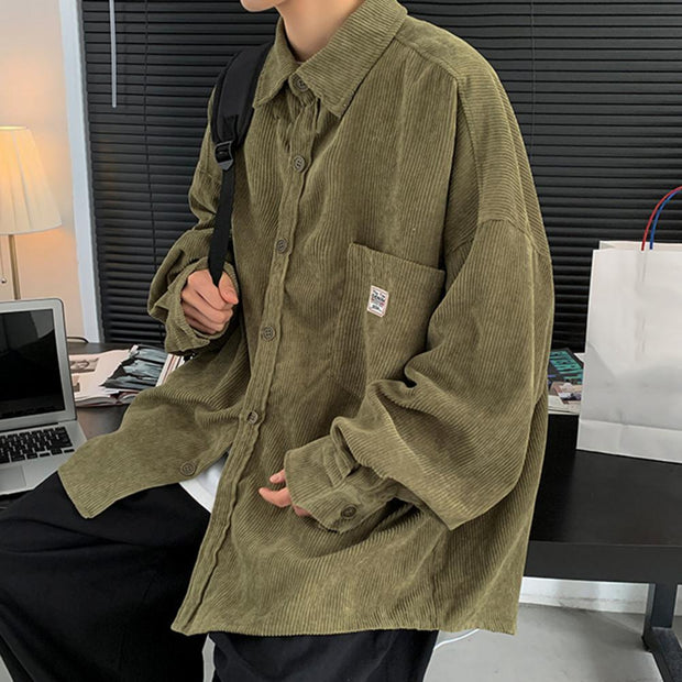 Men Spring Shirt Long Sleeves Japanese Style Thermal Young