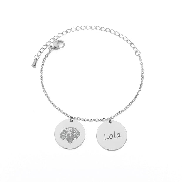 Custom Hand Painted Engraved Pet Photo Bracelets For Women Stainless Steel