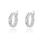 Cuban Link Chain Round Stud Earrings for Women Stainless Steel Gold Plated