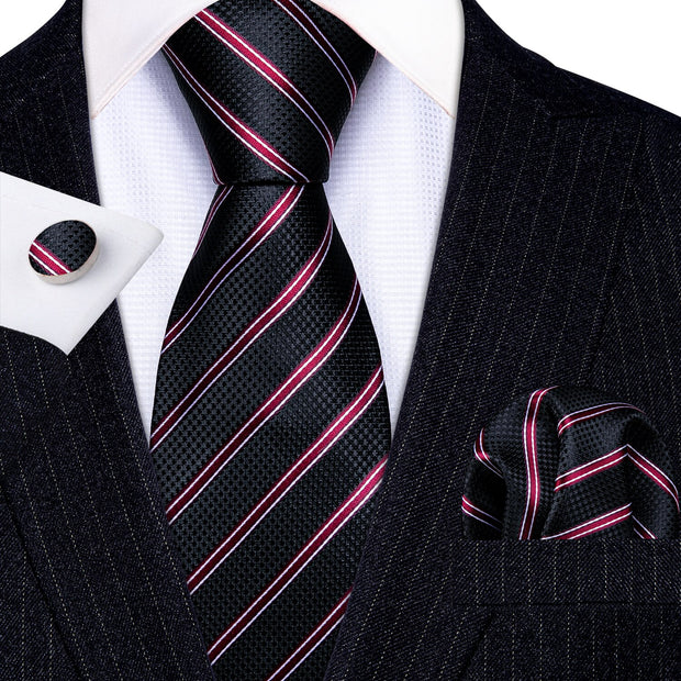 3PC Fashion Luxury Dark Floral 100% Silk Tie Gifts For Men Suit