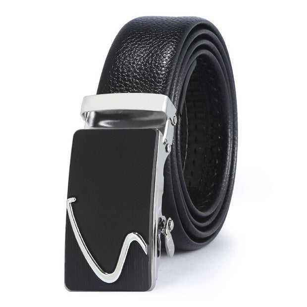 Men  Automatic Buckle Belt High Quality Waistband PU Leather