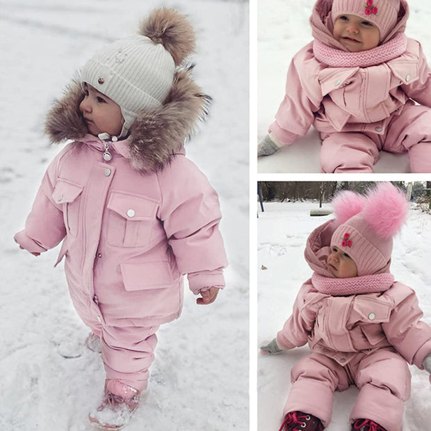 2pcs Set Baby Girl Winter Down Jacket and Jumpsuit for 0-4Year