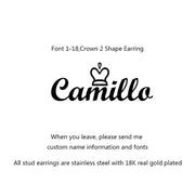 Personalized Custom Name Earring With Heart Star Stainless Steel Initial Cursive Letter