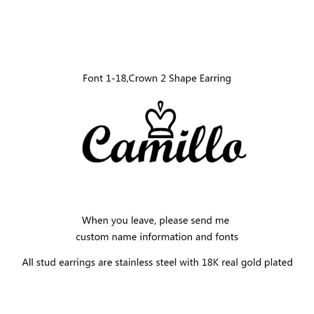 Personalized Custom Name Earring With Heart Star Stainless Steel Initial Cursive Letter