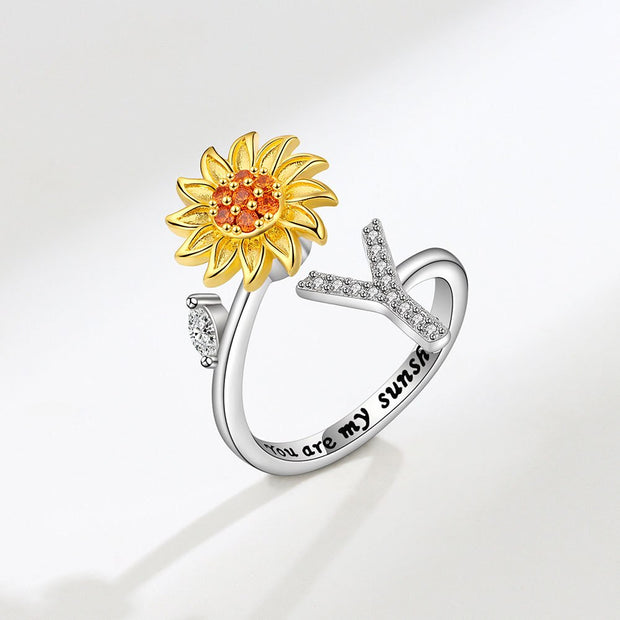You Are My Sunshine Spinner Sunflowe Rings For Women Fidget Anti Stress