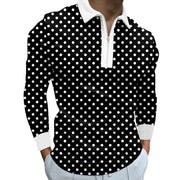 Fashion Men's Clothing Polo Shirts Wave Striped Print Casual Short Sleeve