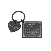 Personalized Custom Key Chain Ring Engraved Calendar Date Stainless Steel Keyring