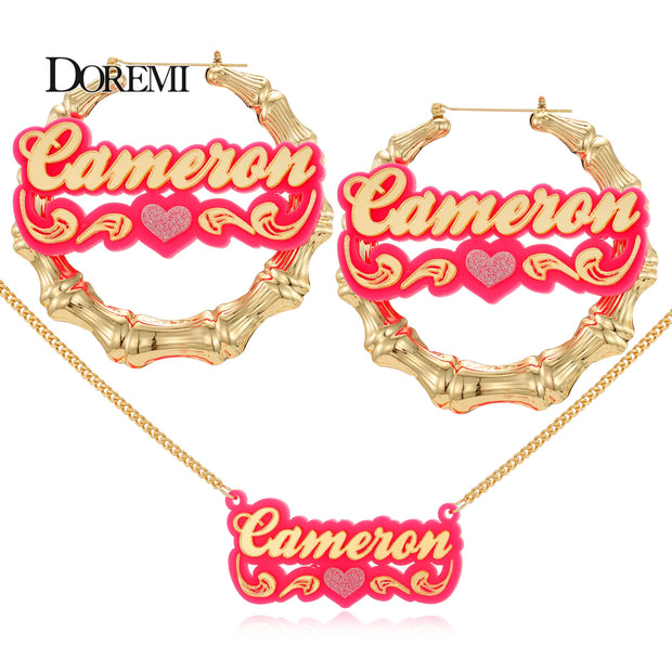 DOREMI ONE Set Customized Words Name Stainless Bamboo Hoop