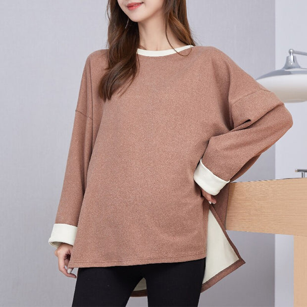 Maternity Clothes Fall and Winter Long Sleeve Soild Nursing Top