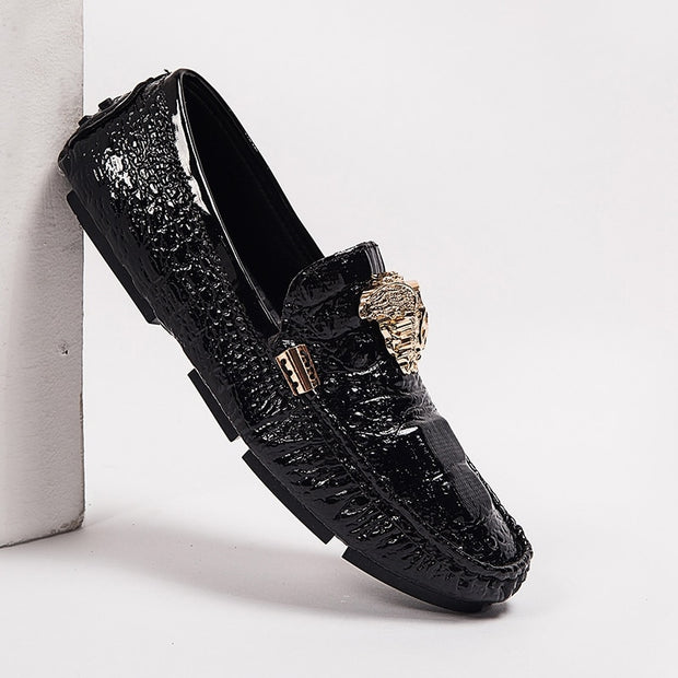 Brand Casual Shoes High Quality Men's Leather Shoes Snake Pea Shoes