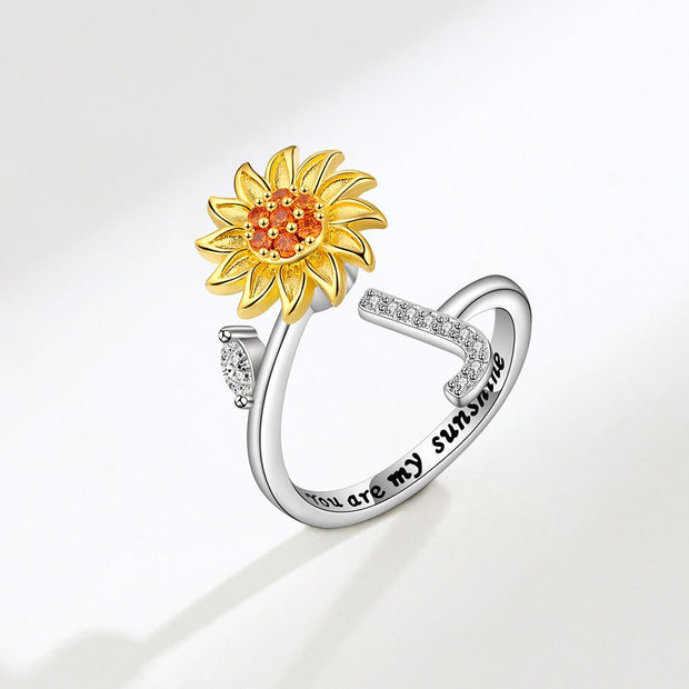 You Are My Sunshine Spinner Sunflowe Rings For Women Fidget Anti Stress