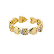 Zircon Double Heart Rings For Women Crystal Stainless Steel Heart Love Adjustable Ring