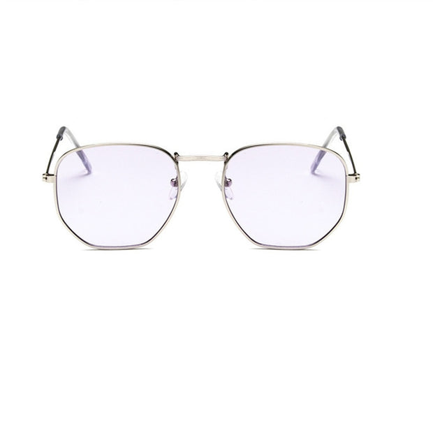 Hexagon Sunglasses Men Brand Designer Small Square Sunglases Metal Frame