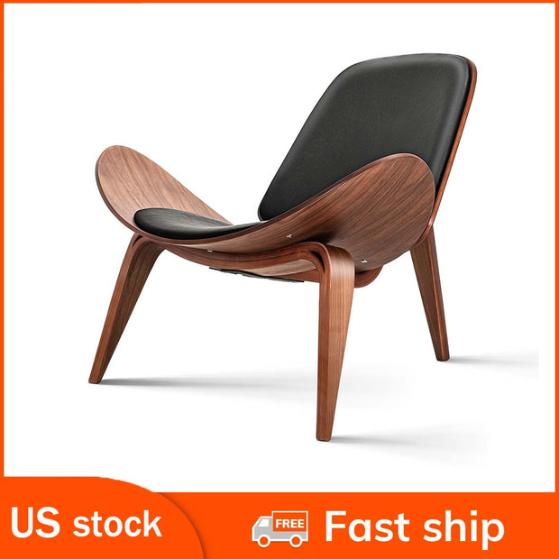 Lounge Chair Three Legged Shell Chair Ash Wood Fabric
