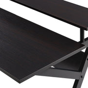Unique Z-Shaped 40" Computer Desk with 2-Monitor Shelf & Bottom Storage Shelves