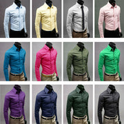 Button Up T Shirt Slim Fit Casual Long-sleeved Blouse Formal Social Business