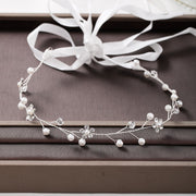 Fashion Pearl Flower Ribbon Headband Bridal Wedding Hairband Bridal Hair Accessories