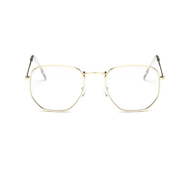 Hexagon Sunglasses Men Brand Designer Small Square Sunglases Metal Frame
