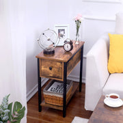 Side Table 2-Tier Nightstand With Drawer Narrow End Table For Small Spaces