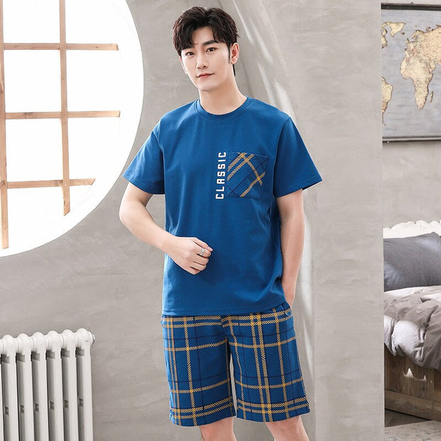 Trendyol Print Male Plaid Sleepwear Pajamas for Men Summer