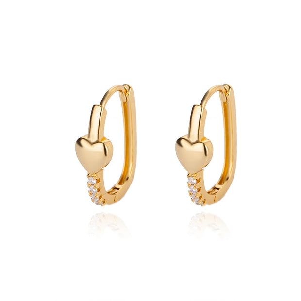1 Pair Cute Enamel Heart Earrings For Women Sliver Color Stainless Steel