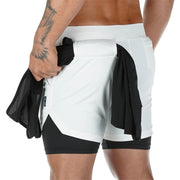 Camo Running Shorts Men 2 In 1 Double-deck Quick Dry GYM Sport Shorts