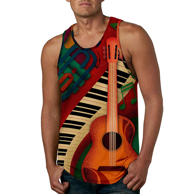 Music Note Tank Top For Men 3d Print Sleeveless Colorful Pattern Top