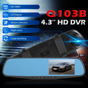 Q103B Dual Lens Car DVR Camera HD 1080p Rearview Mirror Dash Cam