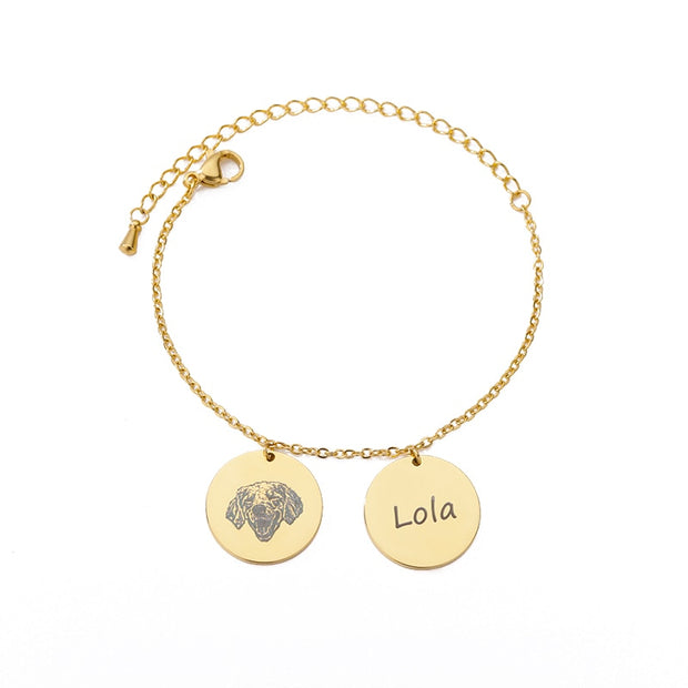 Custom Hand Painted Engraved Pet Photo Bracelets For Women Stainless Steel