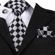 Fashion Green Plaid Men Tie Set Silk Jacquard Necktie Wedding Business