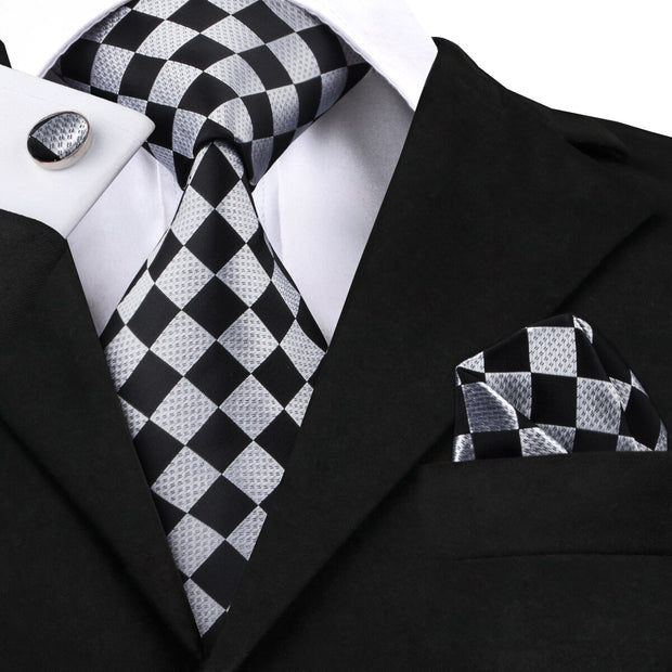 Fashion Green Plaid Men Tie Set Silk Jacquard Necktie Wedding Business