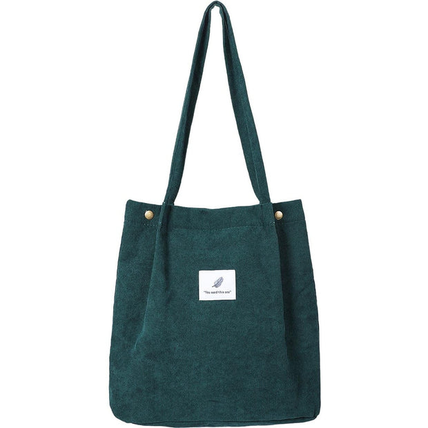 Women Corduroy Shoulder Bag Reusable Shopping Bags Casual Tote