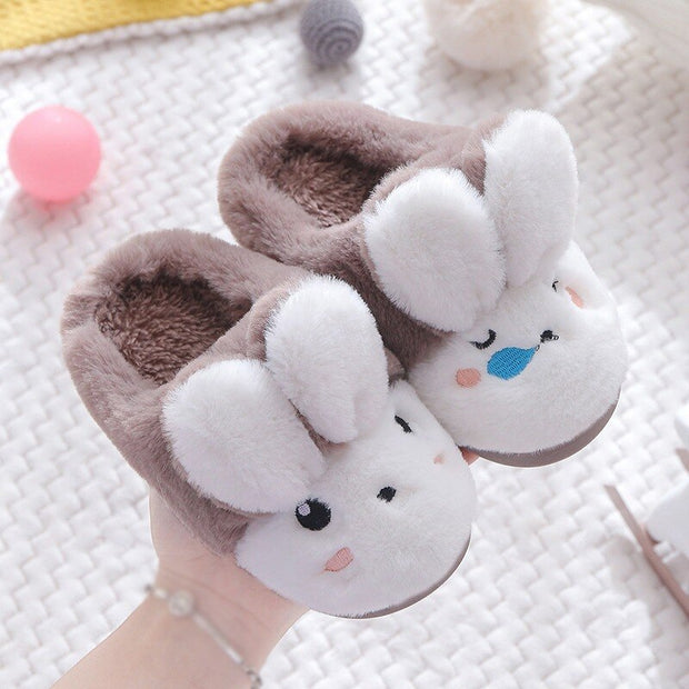 Cute Rabbit Soft Slippers For Kids Girl Winter Warm Cotton Children