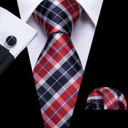 Fashion Green Plaid Men Tie Set Silk Jacquard Necktie Wedding Business