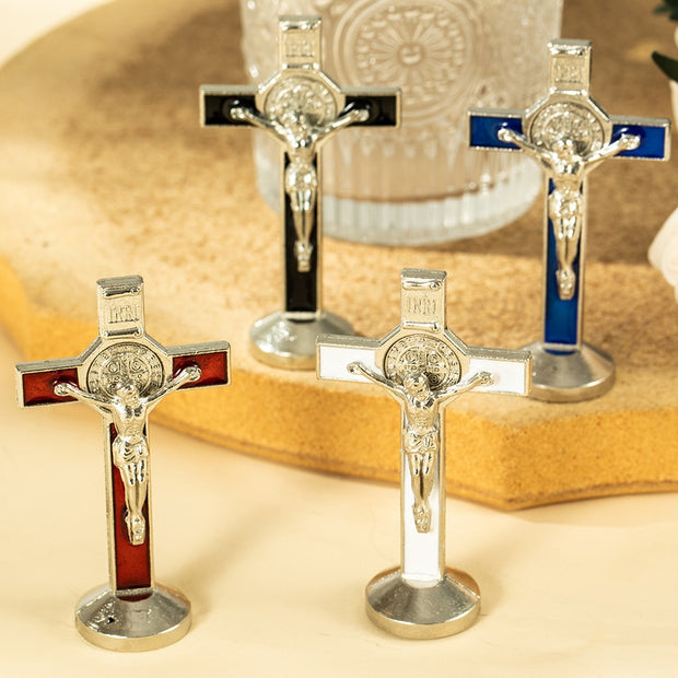 Fashion Luxury Big and Small Cross Jesus Crystal Statue Figurine Xmas Ornament