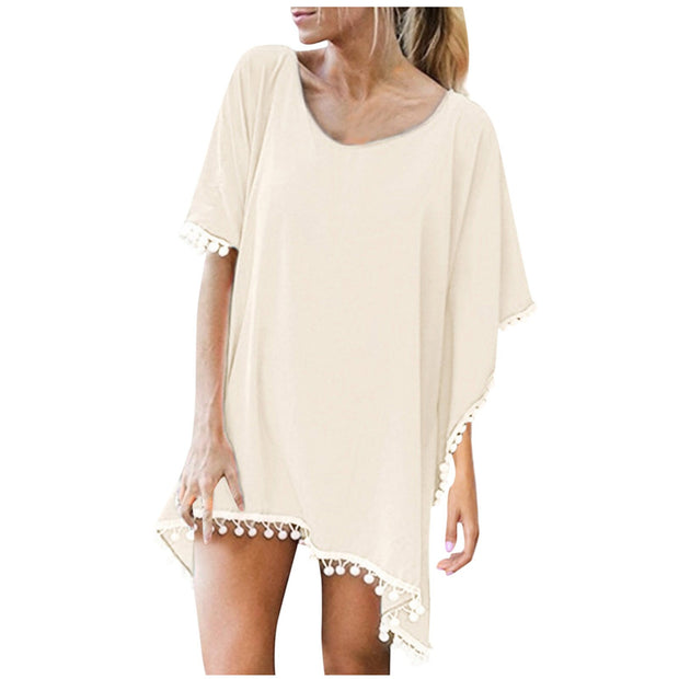 Women Chiffon Tassels Swimsuit Cover Up Sexy Bikini